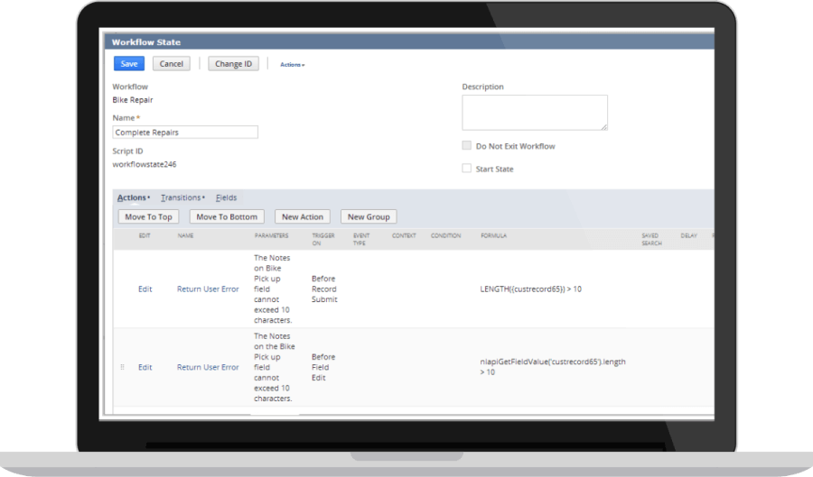 workflow state screen