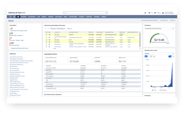 NetSuite dashboard