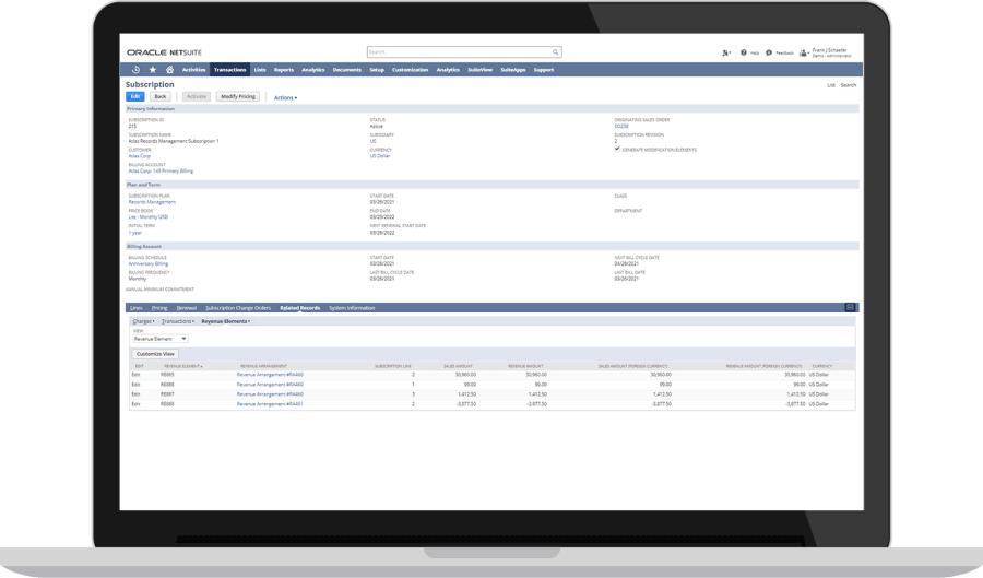 NetSuite Recurring Revenue Recognition Dashboard