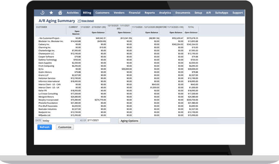 NetSuite Dunning and Collections dashboard