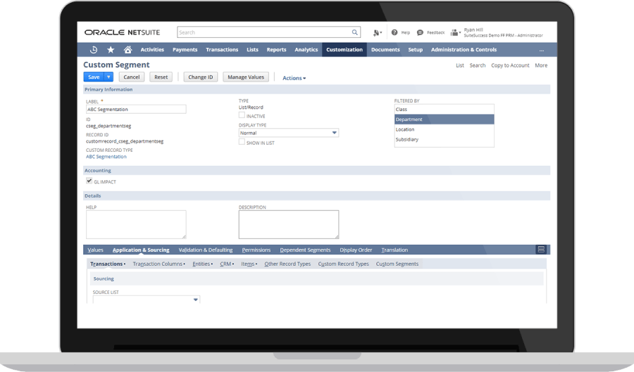 NetSuite segment dashboard