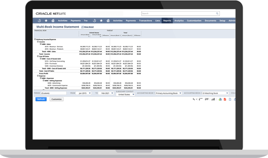 Multiple Tax and Accounting Standards Dashboard