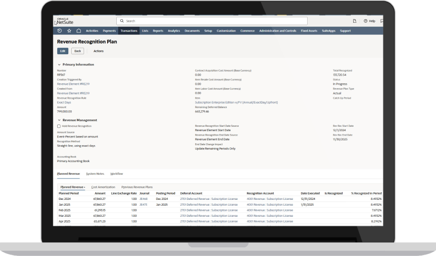 Revenue Plan Management Dashboard.