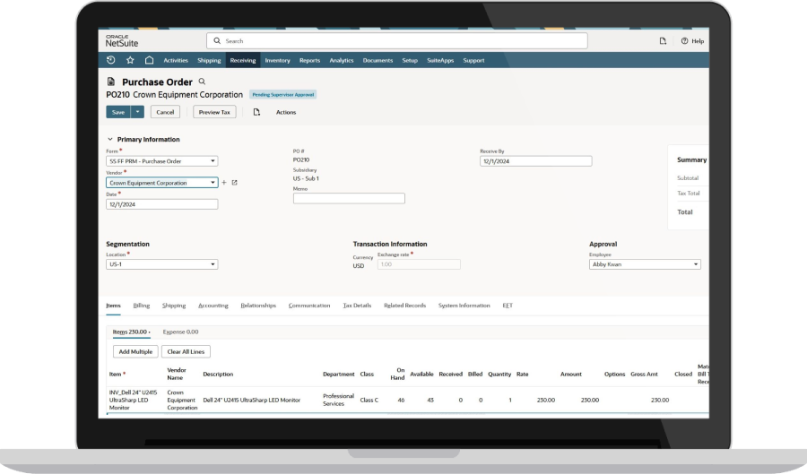 approvals screenshot