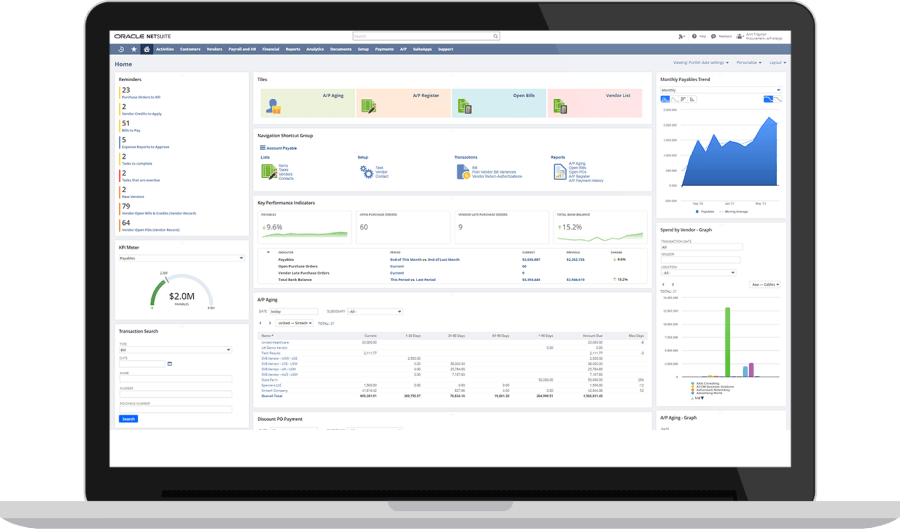 NetSuite dashboard