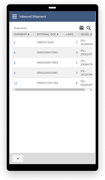 NetSuite inbound shipment dashboard on mobile screen