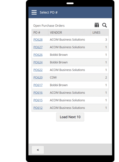 NetSuite Purchase Order Receiving dashboard