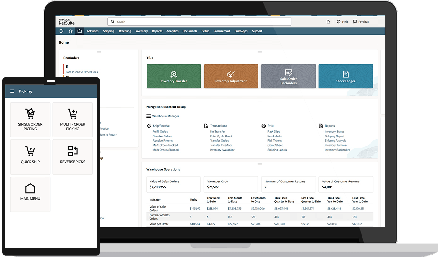 NetSuite picking screen on a mobile screen