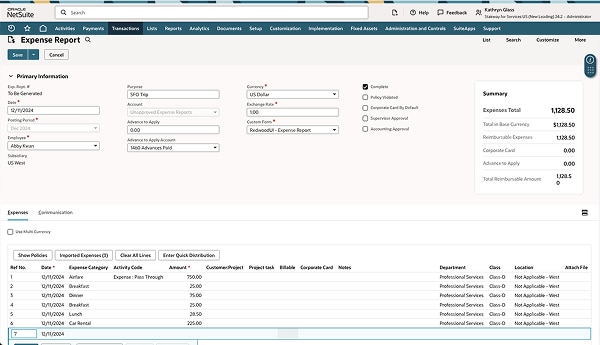 Professional Services Automation Expense Management