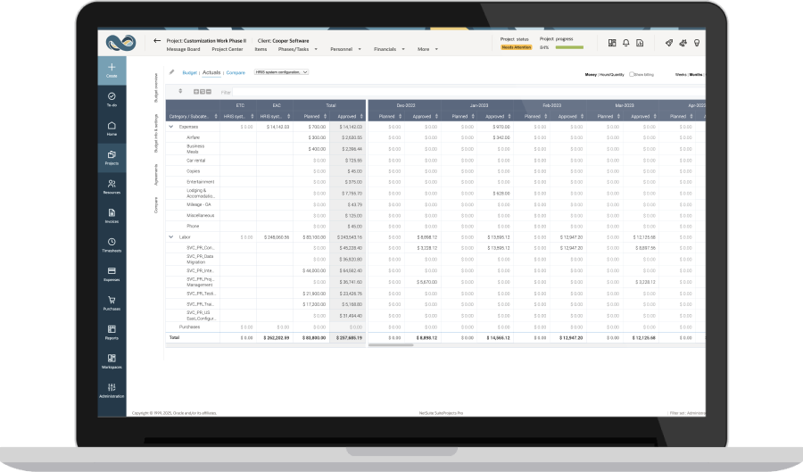 Budget vs. Actuals Reporting dashboard